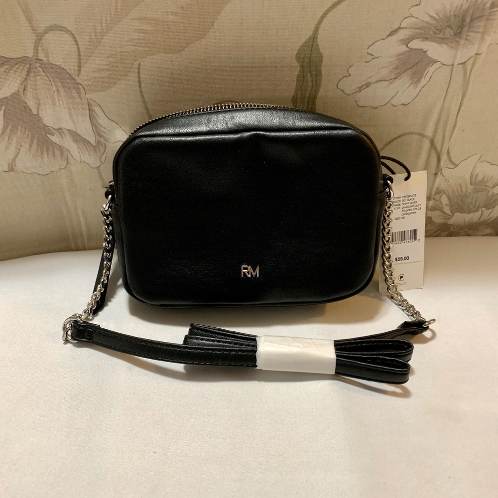 Rebecca Minkoff Black Diamond Quilt Silver Studded Crossbody Bag - NWT - Picture 2 of 3